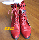 红色皮鞋（中靴）改黑色前后对比图